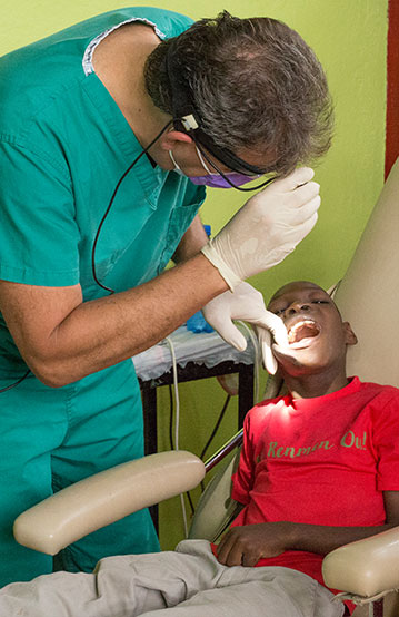 A young child getting a dental check-up